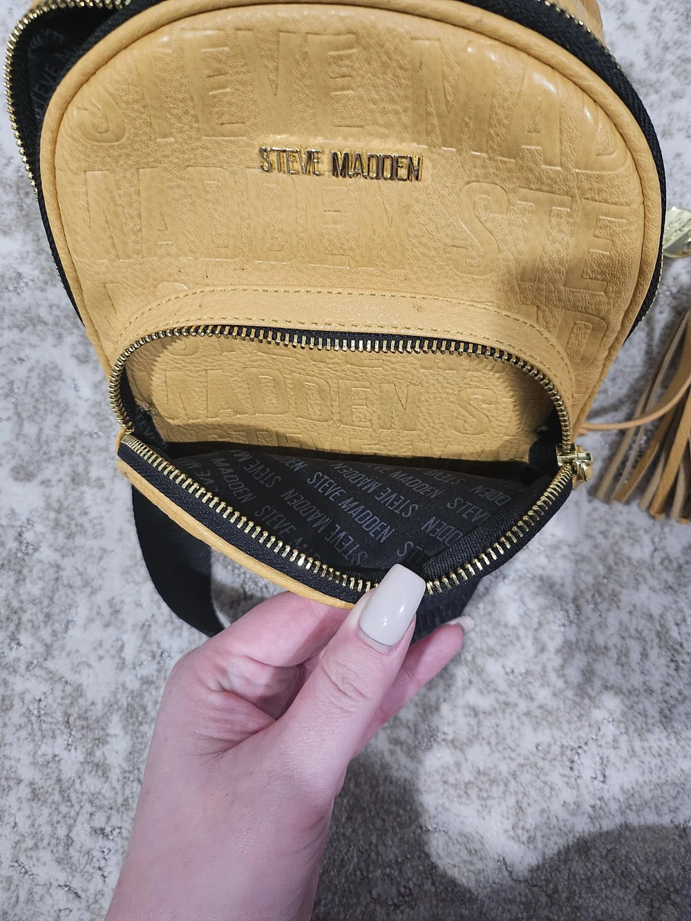 Steve Madden Mustard Mini Backpack with Tassel
